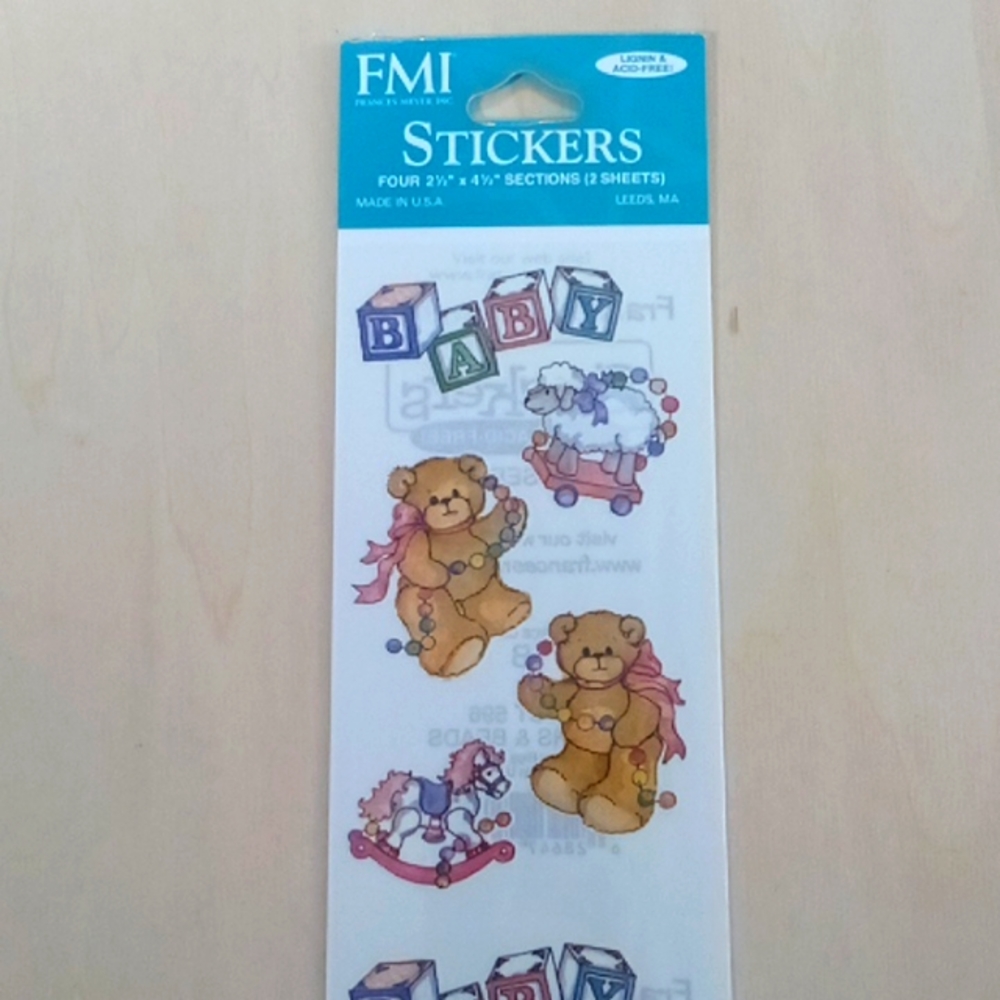 2/$15 VTG Teddy Bear & Toys Scrapbook Stickers 2 Sheets 028647251449